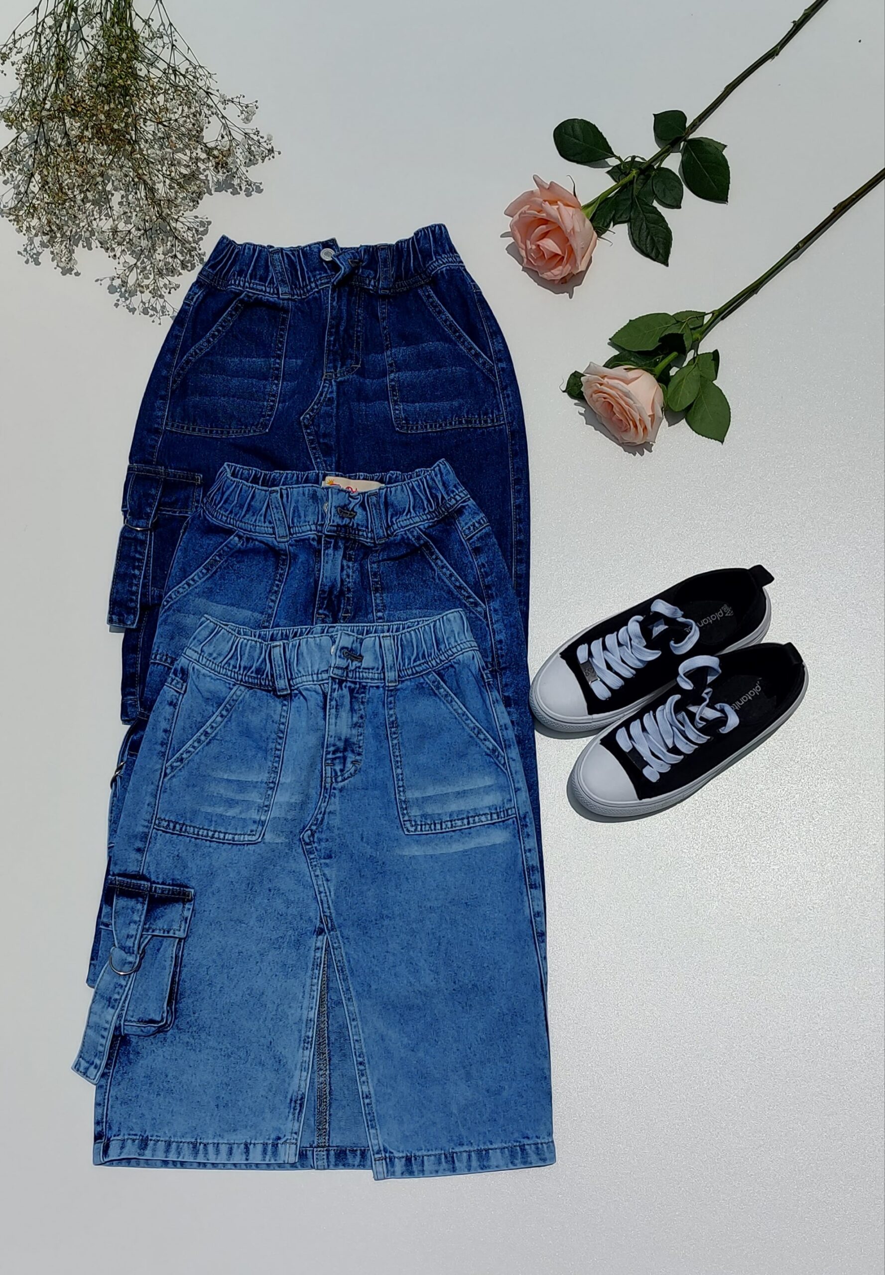 Falda midi cargo denim niñas - Imagen 2