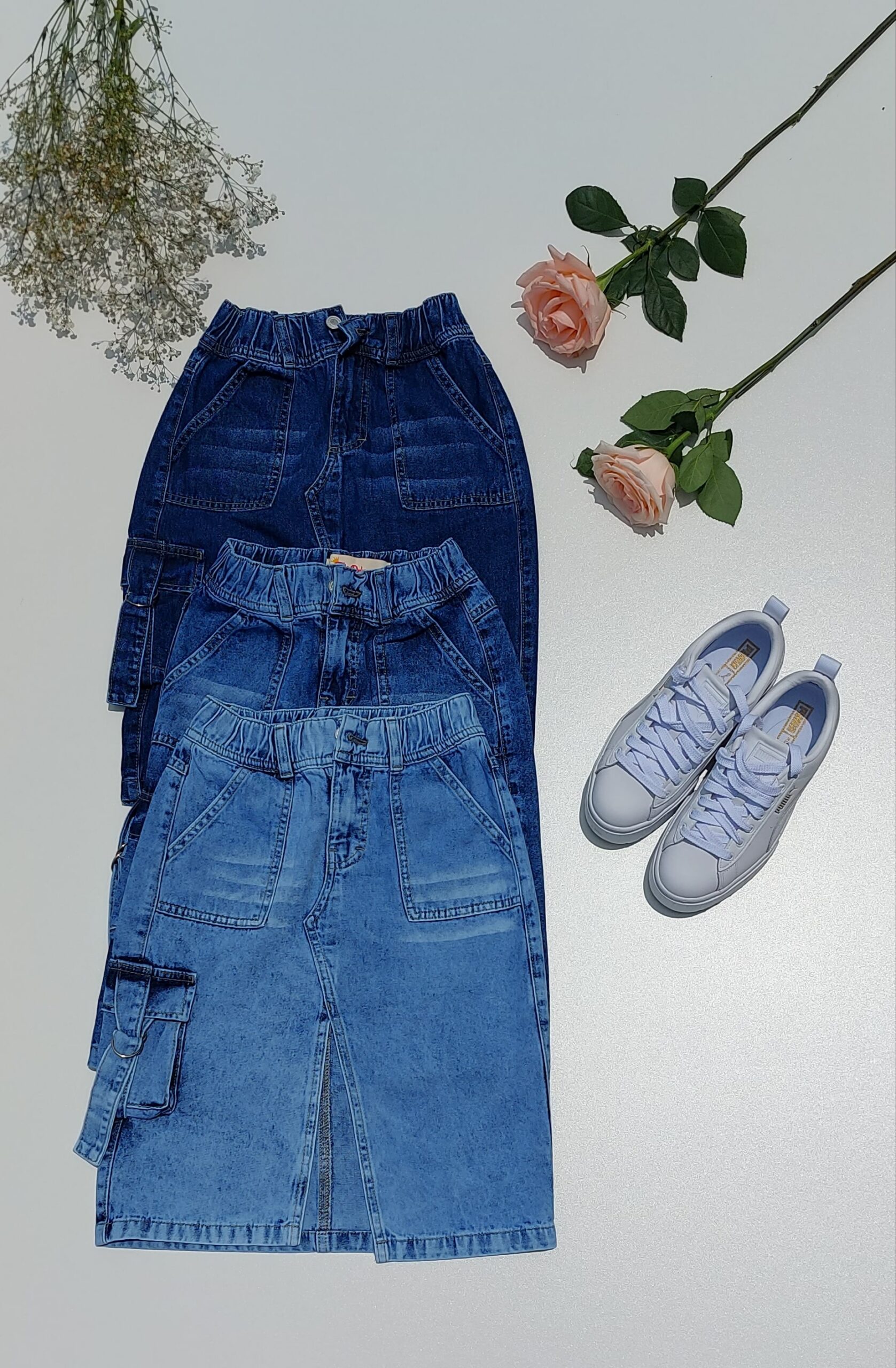 Falda midi cargo denim niñas - Imagen 3