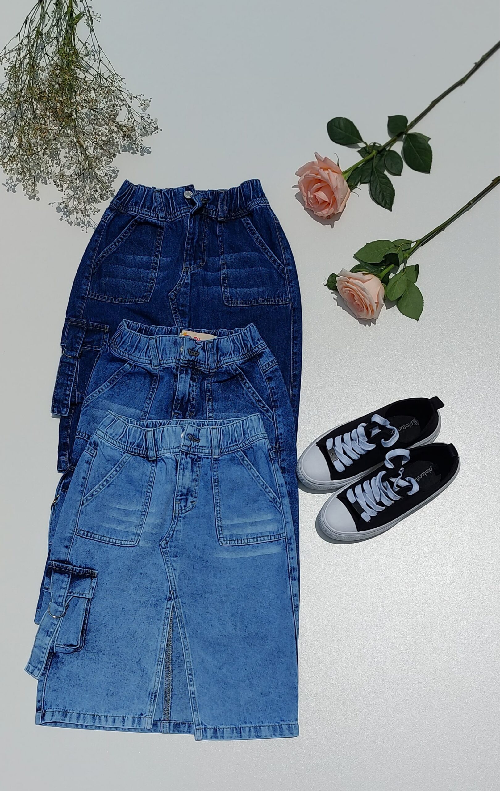 Falda midi cargo denim niñas - Imagen 5