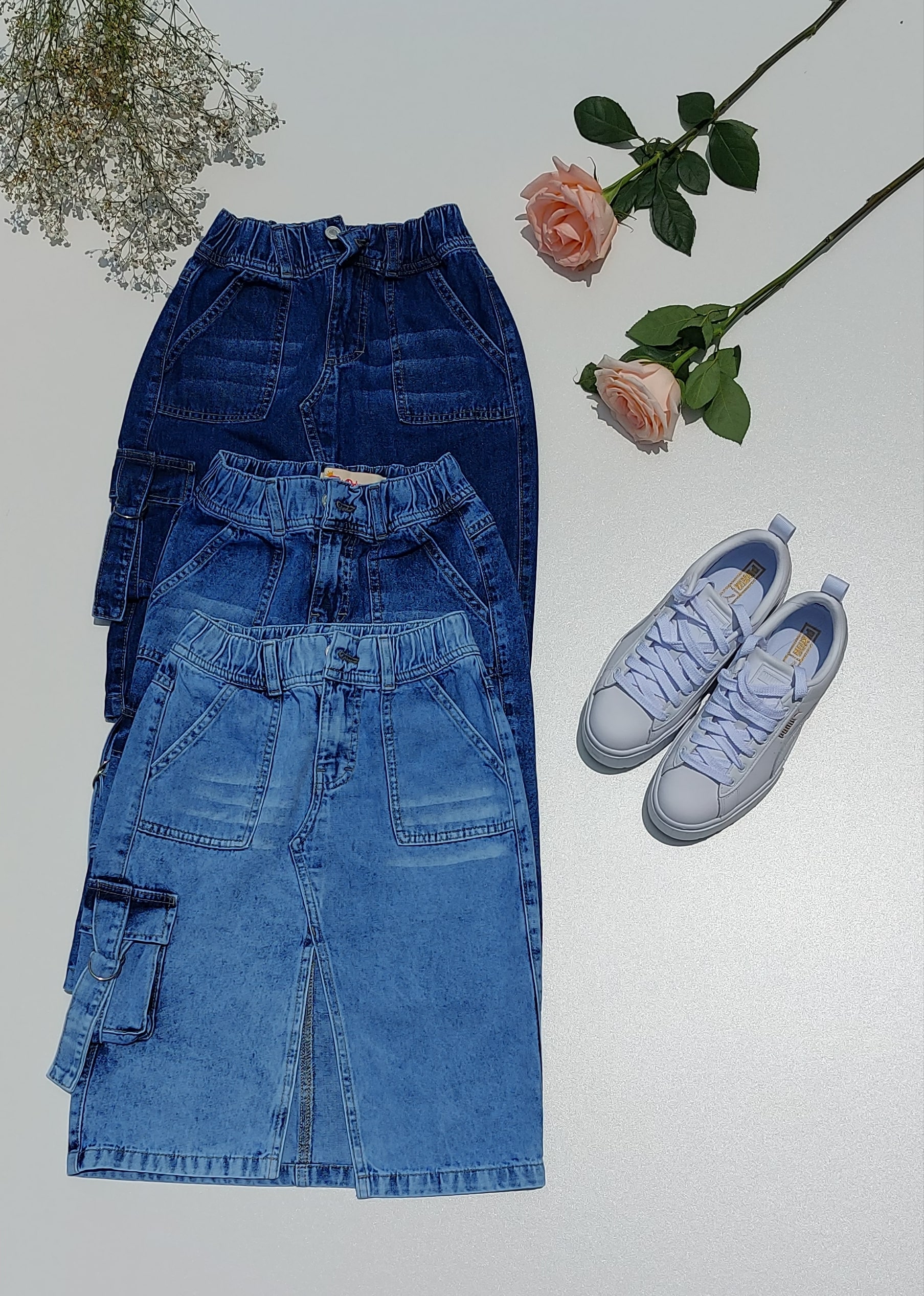 Falda midi cargo denim niñas - Imagen 6