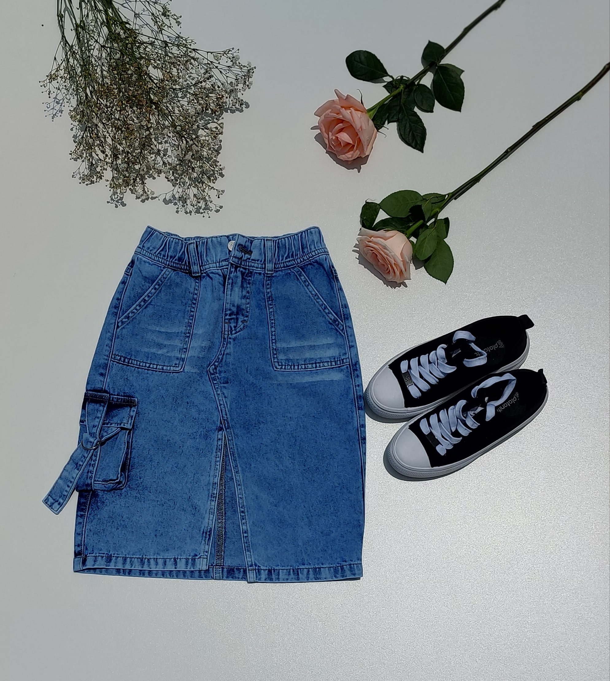 Falda midi cargo denim niñas - Imagen 7