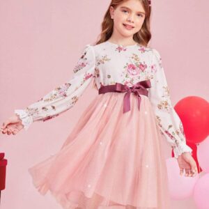 Vestido fiesta elegante Diseño De Encaje Con Estampado Floral