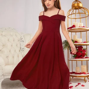 Vestido burdeos dulce de fiesta maxi elegante