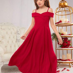Vestido rojo dulce de fiesta maxi elegante
