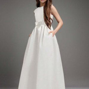 Vestido blanco elegante glamour satén largo