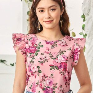 Blusa casual manga volante estampado floral