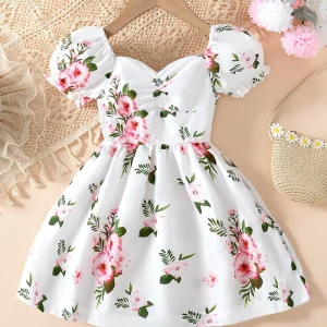 Vestido casual poliéster escote corazón niñitas
