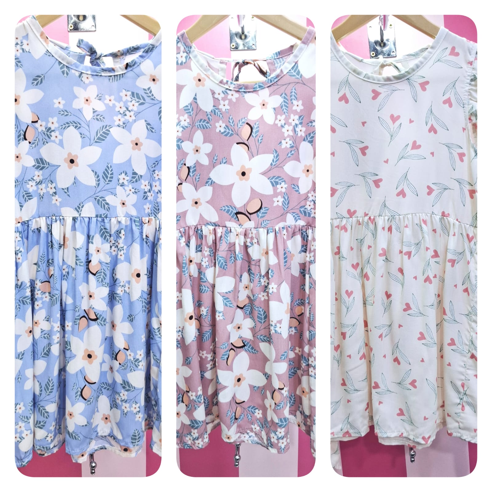 Vestido básico niñas chalis estampado multicolor 100% algodón