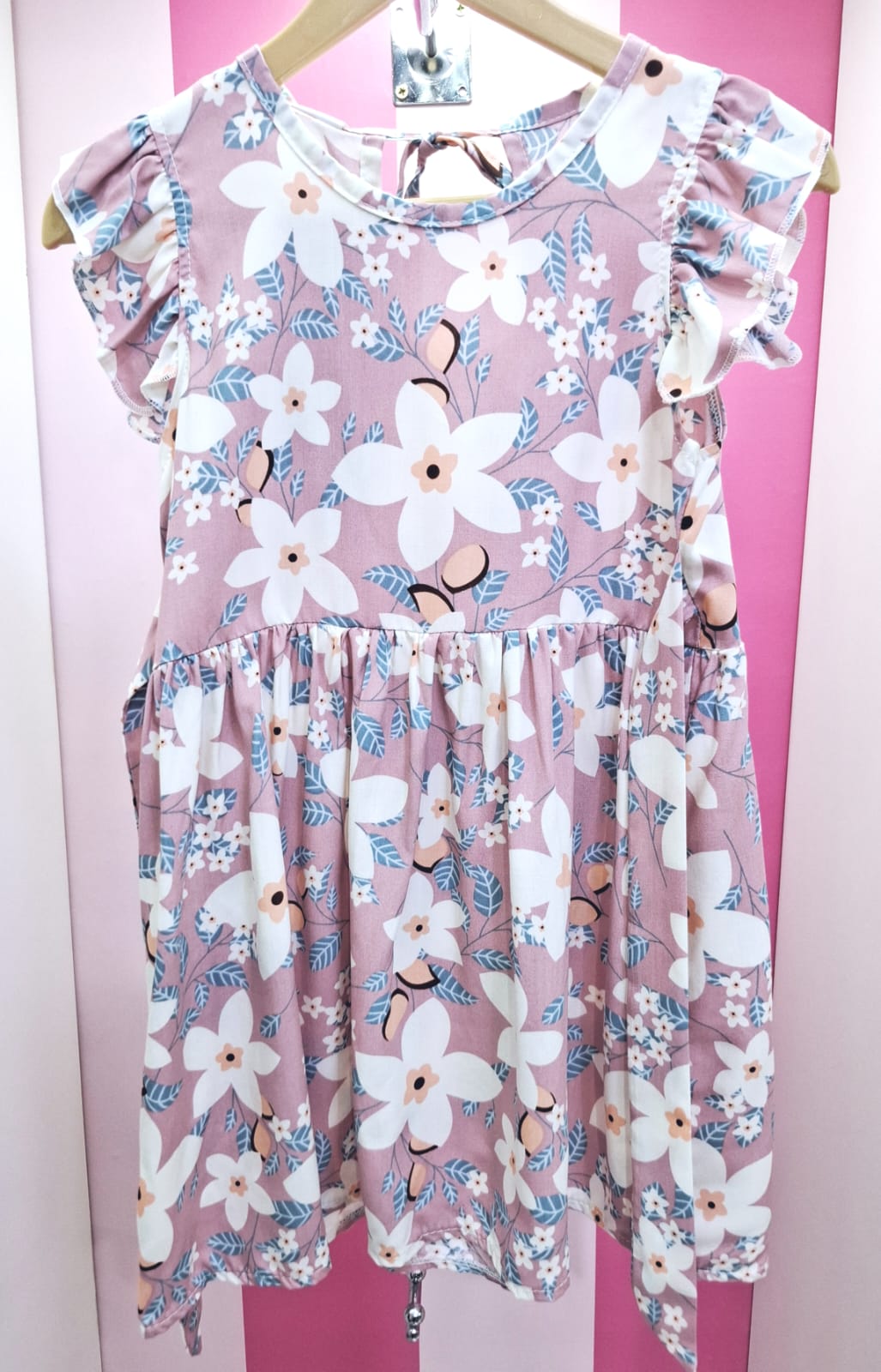 Vestido básico niñas chalis estampado multicolor 100% algodón - Imagen 3