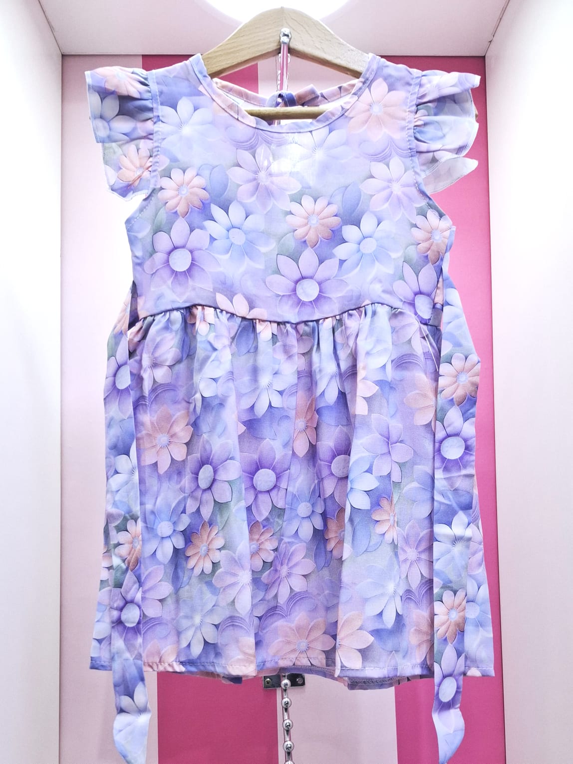Vestido básico niñas chalis estampado floreado 100% algodón - Imagen 3