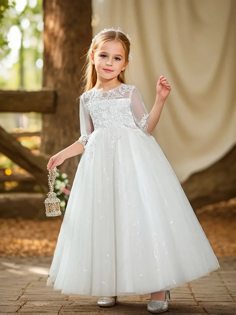 Vestido fiesta blanco con encaje estilo romántico - Imagen 2