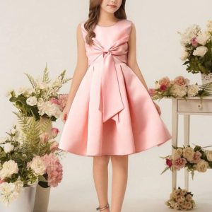 Vestido elegante color liso rosa princesa