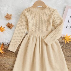 Vestido casual trenzado tejido beis niñitas