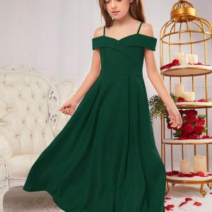 Vestido verde dulce de fiesta maxi elegante