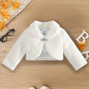 Bolero peluche con pedrería y lazo decorativo sin forro