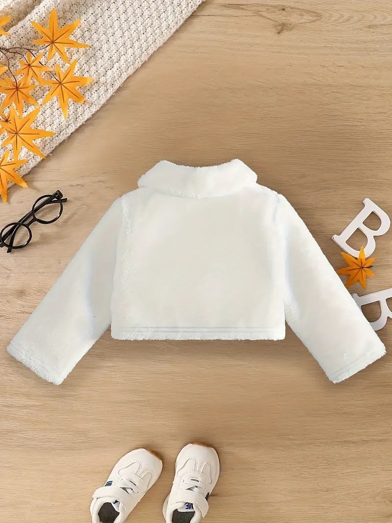 Bolero peluche con pedrería y lazo decorativo sin forro - Imagen 2