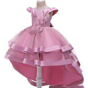 Vestido fiesta princesa bordado flores malla elegante