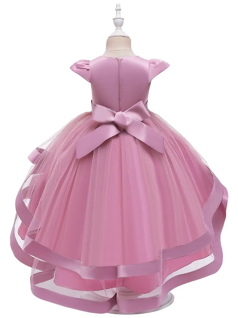 Vestido fiesta princesa bordado flores malla elegante - Imagen 2