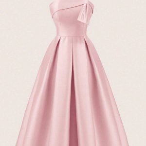 Vestido elegante rosa cuello halter maxi