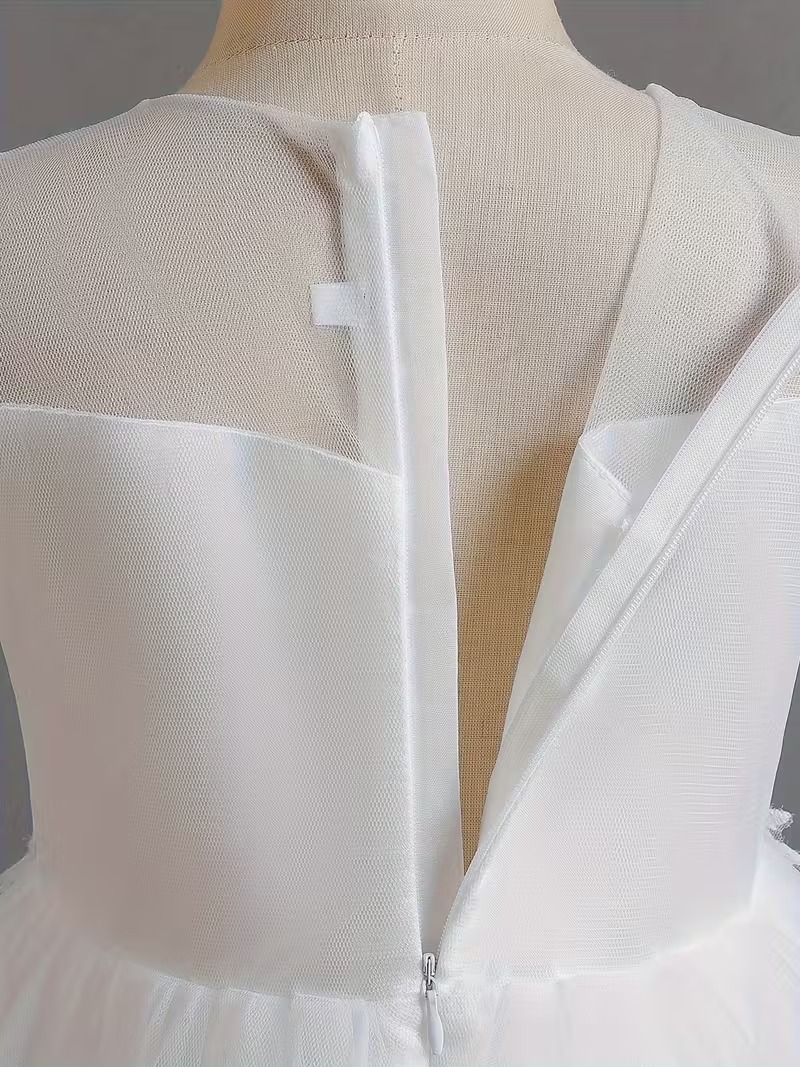 Vestido de fiesta blanco niñas aplique flores - Imagen 5