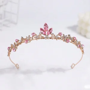 Corona de princesa pedrería rosa cuarzo