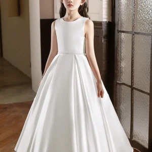 Vestido fiesta de lujo Versace satinado largo forrado blanco