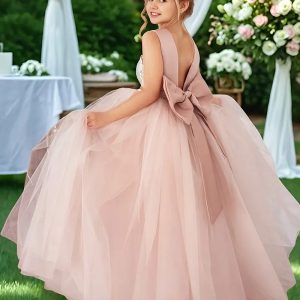 Vestido de fiesta rosa nude elegancia vintage