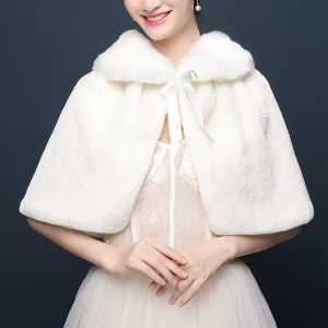 Chal elegante talla estándar blanco piel sintética