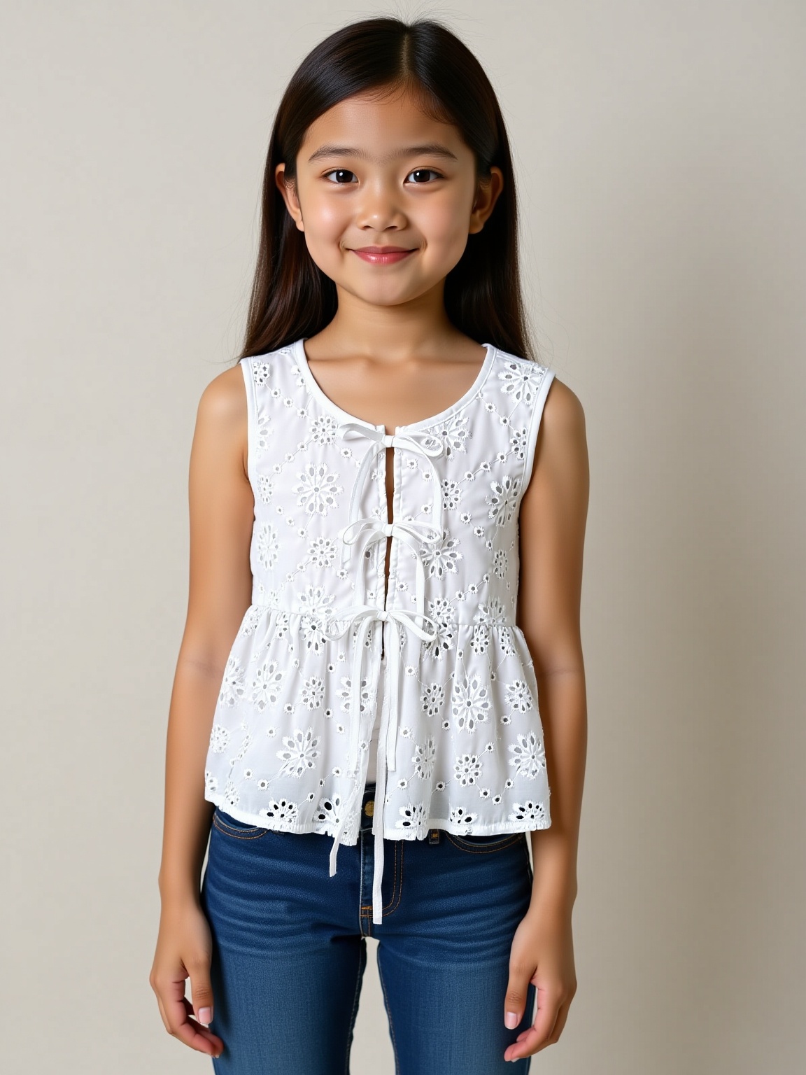 Blusa casual broderie algodón blanco