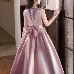 Vestido fiesta de lujo Versace satinado largo forrado palo rosa