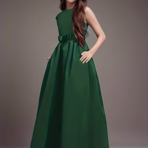 Vestido elegante glamour satén largo verde