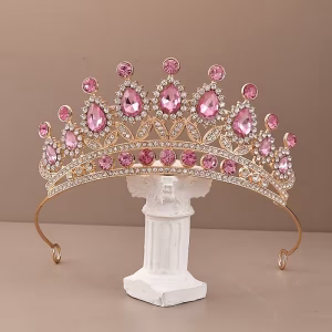Corona princesas rosado cristal brillante