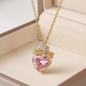 Collar estilo princesa corazón rosado