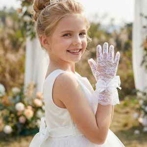 Guantes de encaje blanco niñas
